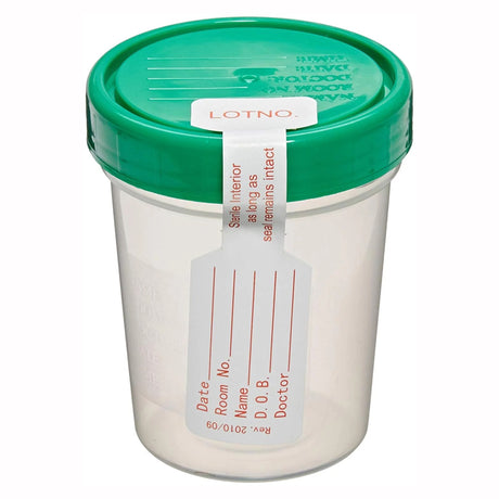 Image of Amsino AMSure® Urine Specimen Containers with Lid, Patient Label, Individually in Poly Pouch, Sterile Interior, 4 oz