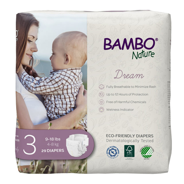 Image of Bambo Nature Dream Diapers Eco-Friendly Baby Diaper, Size 3, 9-18 lbs.