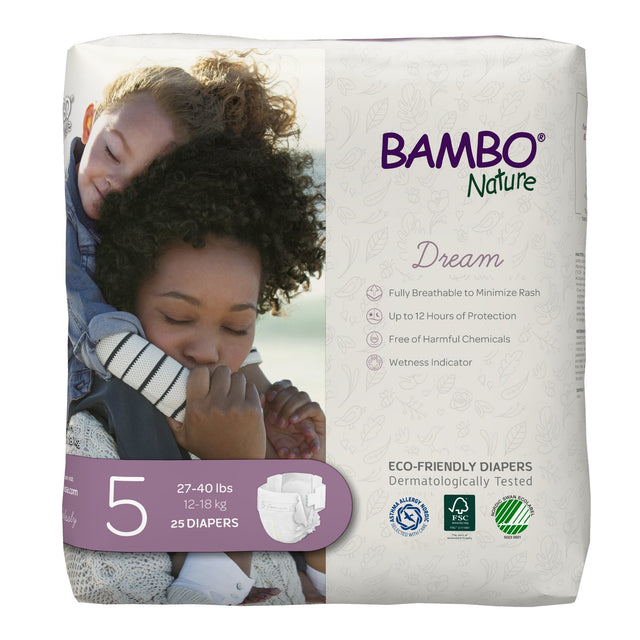 Image of Bambo Nature Dream Diapers Eco-Friendly Baby Diaper, Size 5, 27-40 lbs.