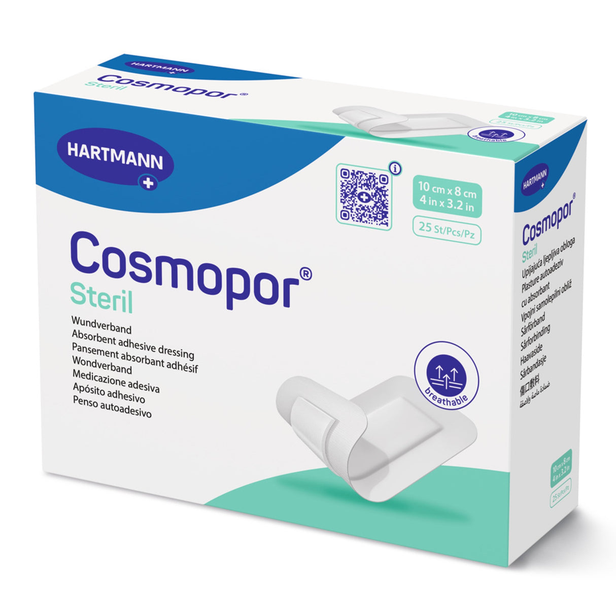 Image of Cosmopor Silicone Absorbent Island Dressing with Silicone Adhesive, Sterile 3.2” x 4” Dressing, 1.5” x 2.6” Pad