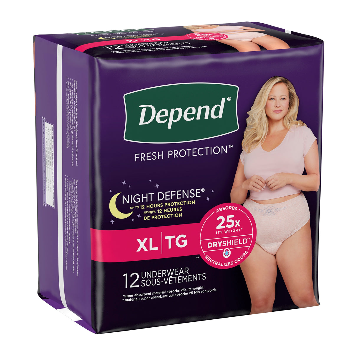 Image of Depend Night Defense, Overnight Underwear, Blush, X-Large, 12