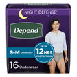 Image of Depend Night Defense, Overnight Underwear, Grey, Male, Small/Medium