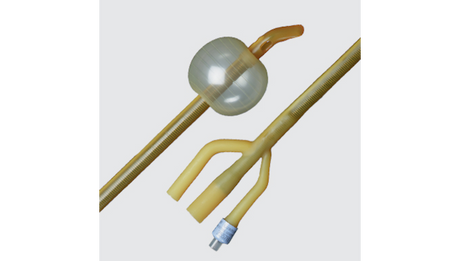 Image of BARDEX LUBRICATH Hematuria Latex Foley Catheter, Coude Tip, 3-Way, 24 Fr, 30cc