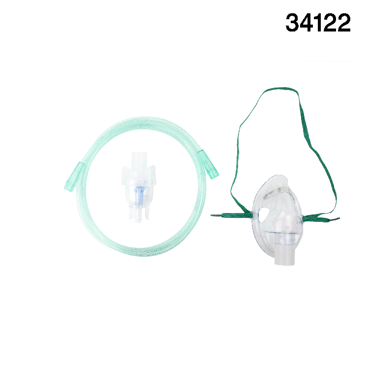 Image of Small Volume Nebulizer Cup 6cc w/ 7' Tubing and Aerosol Elongated Mask (Pediatric, Standard Connector)