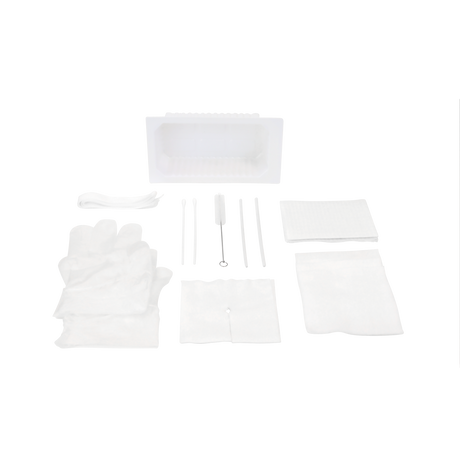 Image of Dynarex Resp-O2 Tracheostomy Care Kit - One Compartment Tray With Vinyl Gloves