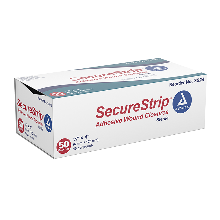 Image of SecureStrip Adhesive Wound Closure Strips, 1/4" x 4", Sterile. 10 Strips per each