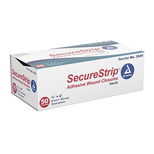 Image of SecureStrip Adhesive Wound Closure Strips, 1/4" x 4", Sterile. 10 Strips per each