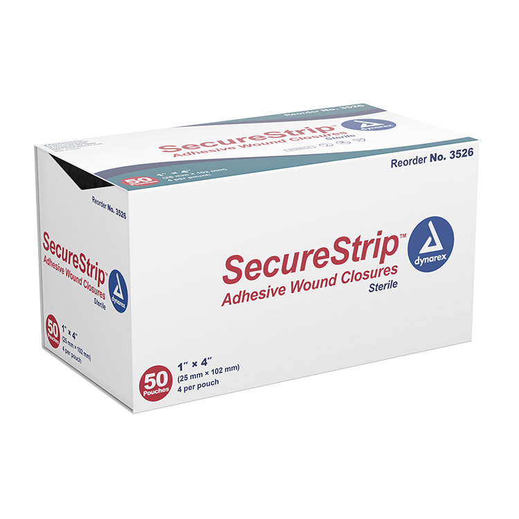 Image of SecureStrip Adhesive Wound Closure Strips, 1" x 4", Sterile, 4 Strips per each.