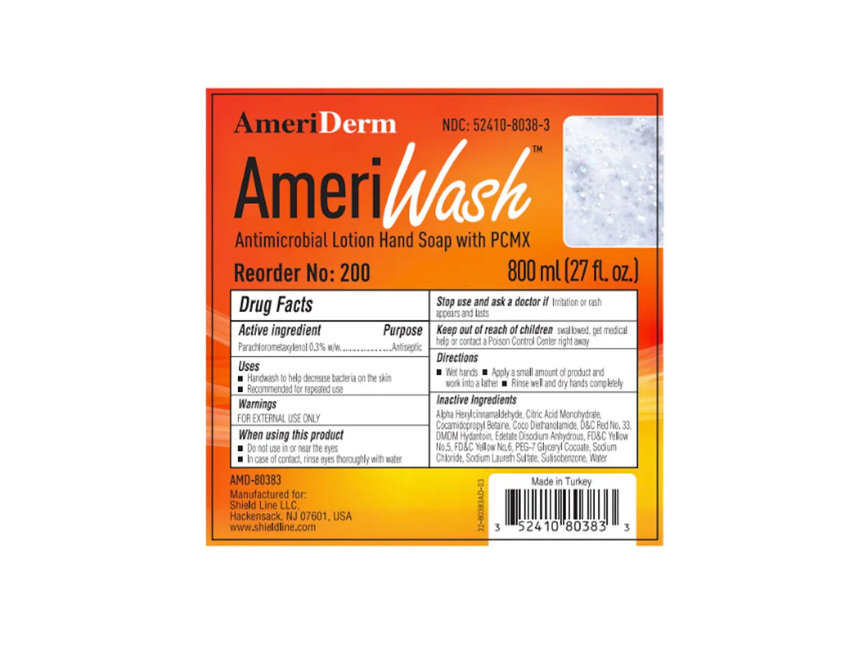 Image of AmeriWash Antimicrobial Lotion Soap with Triclosan, 800 mL Dispenser Refill