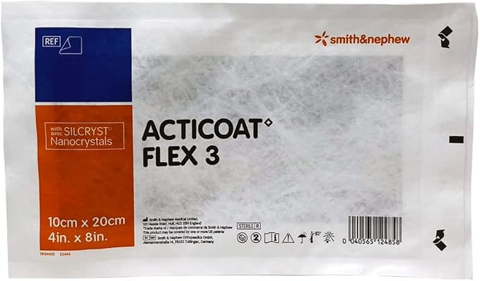 Image of Smith & Nephew Acticoat™ Flex 3 Antimicrobial Barrier Dressing with Silcryst Nanocrystals 4" x 8", Highly Flexible, Low Adherent