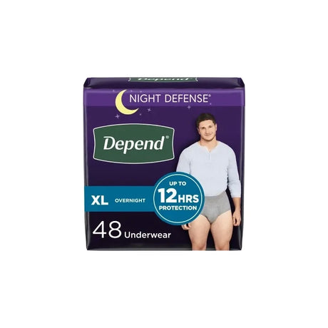 Image of Depend Night Defense, Overnight Underwear, Grey, Male, Extra Large