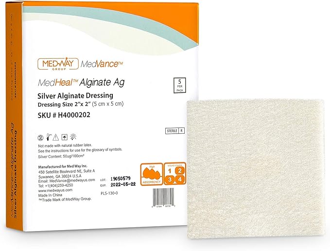 Image of CuraVance Silver Alginate Dressing Pad, 2" x 2".