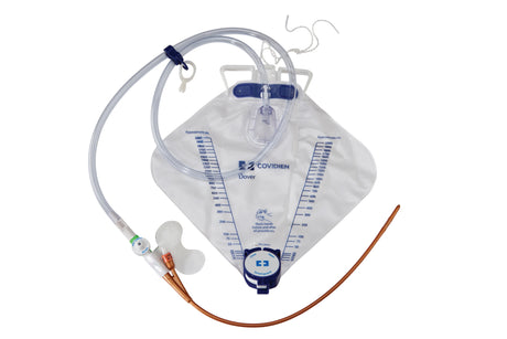 Image of Dover Hydrogel Coated Latex Foley Luer Lock Sampling Urinary Catheterization Kit, 14FR, 5ML, 2000ML