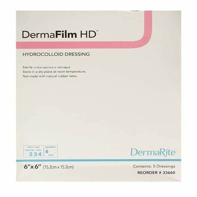 Image of DermaFilm Hydrocolloid High Density Wound Dressing, 6" x 6"