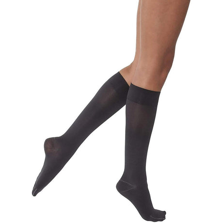 Image of JOBST Opaque Compression Knee-High with SoftFit Band, 20-30, Closed Toe, X-Large, Classic Black