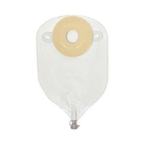 Image of Nu-Hope Laboratories One-piece Post-Op Precut Deep Convex Adult Urinary Pouch 3/4" Opening Round, 11" L x 5-3/4" W, 24Oz, 3" Adhesive Foam Pad, Odor-proof, Clear