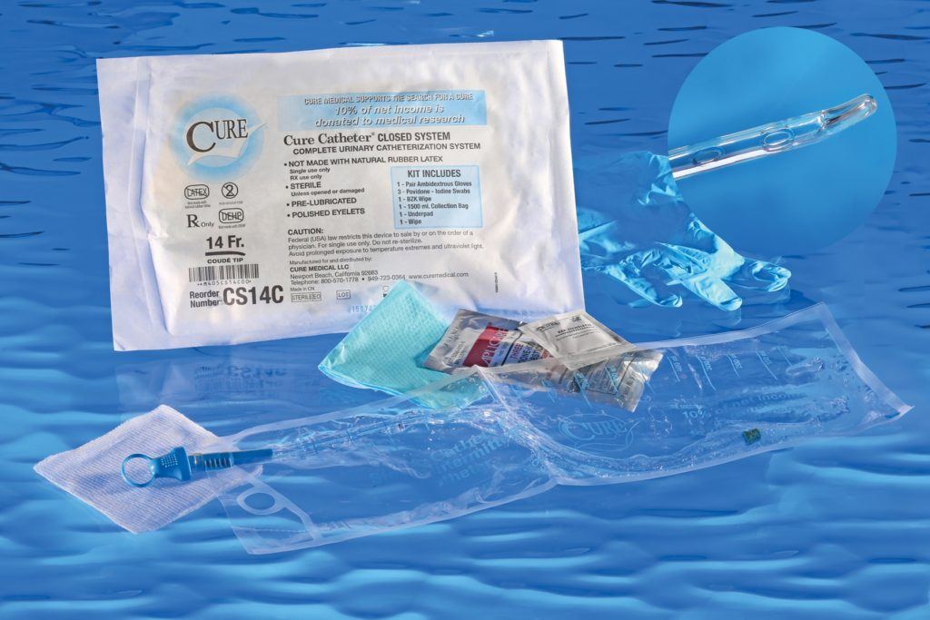 Image of Cure Catheter Closed System With 1500mL Integrated Collection Bag, Singles and Kits