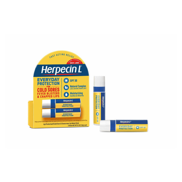 Image of Herpecin-L Lip Protectant Cold Sore & Sunscreen Lip Balm, Twin-Pack