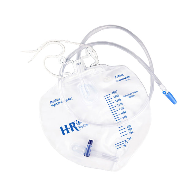 Image of TruCath 2,000ml Night Drainage Bag with Double Hanger and Anti-Reflux Valve