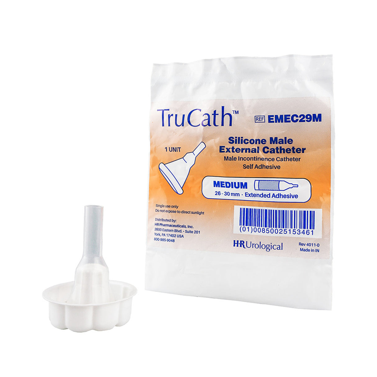 Image of TruCath Male External Catheter, Extended Adhesive, 100% silicone, Medium, 29mm