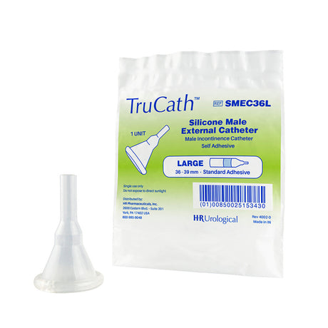 Image of TruCath Male External Catheter, Extended Adhesive, 100% silicone, Large, 36mm