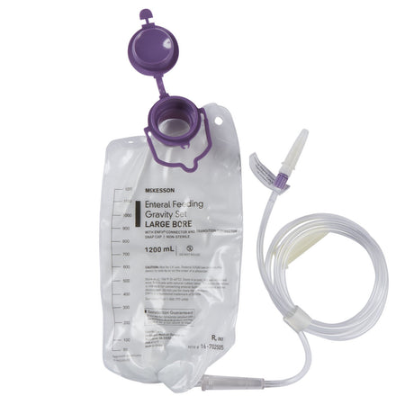 Image of AMSure Enteral Feeding Gravity Set, 1200mL Bag, Large Bore Tubing, With ENFit and Transition Connectors