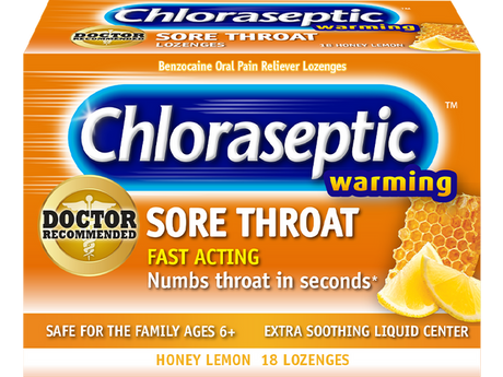 Image of Chloraseptic, Honey Lemon, Warming Sore Throat Lozenges, 18 ct.