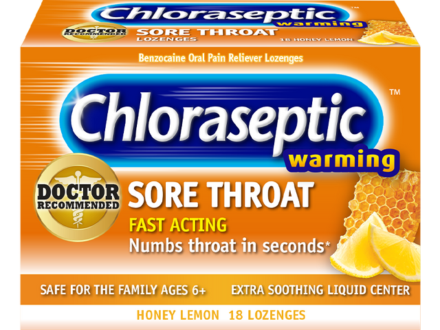 Image of Chloraseptic, Honey Lemon, Warming Sore Throat Lozenges, 18 ct.