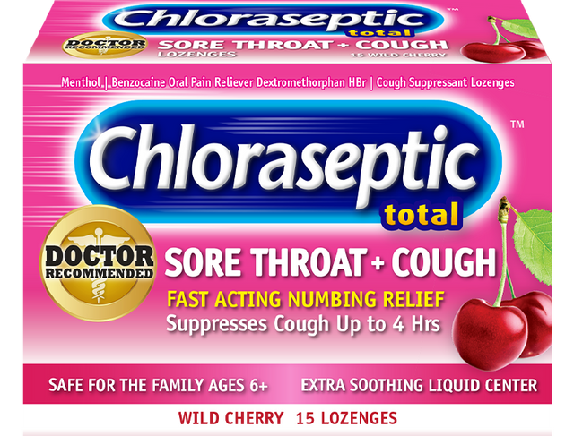 Image of Chloraseptic Total, Wild Cherry, Sore Throat and Cough Lozenges, 15 ct.