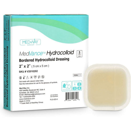 Image of MedVance Bordered Hydrocolloid Dressing, 2" x 2", 1" x 1" Pad