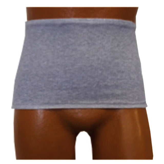 Image of Men's Wrap/Brief with Open Crotch Built-in Ostomy Barrier/Support Gray Medium 6-7 Dual