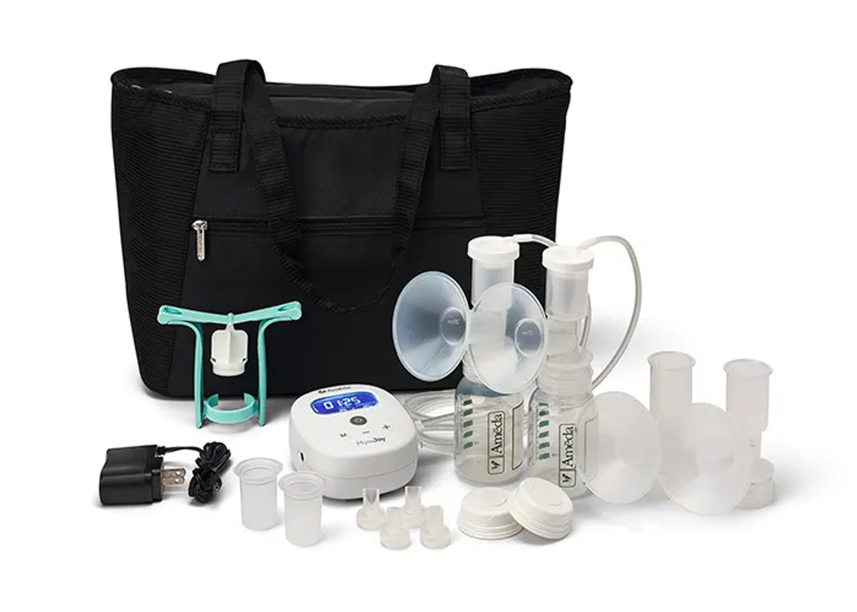 Image of Ameda Mya Joy Double Electric Breast Pump, with Large Tote and Accessories, 3.6'' x 4.3'' x 2.16''