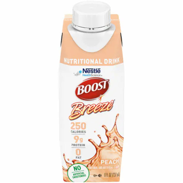 Image of BOOST BREEZE Nutritional Supplement, Peach Liquid, 8 oz. Tetra Prisma