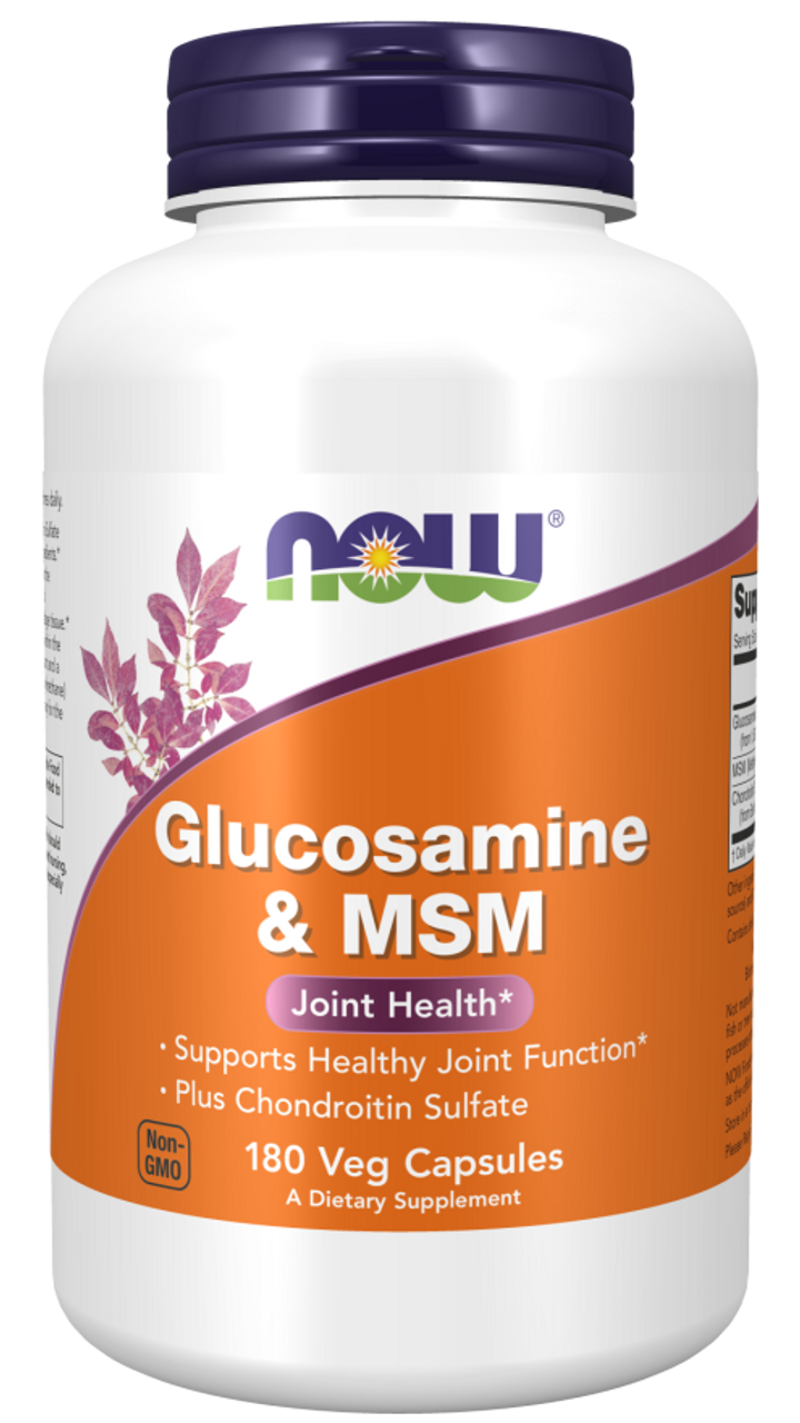 Image of NOW Foods Glucosamine & MSM V-Caps, 750/250mg, 180 ct