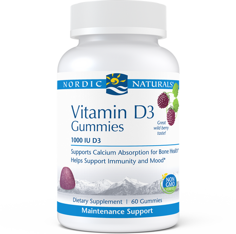 Image of Nordic Naturals Vitamin D3 Gummies, Wild Berry, 60 ct