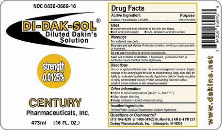 Image of Di-Dak-Sol Diluted Dakin's Solution 16 oz. Bottle