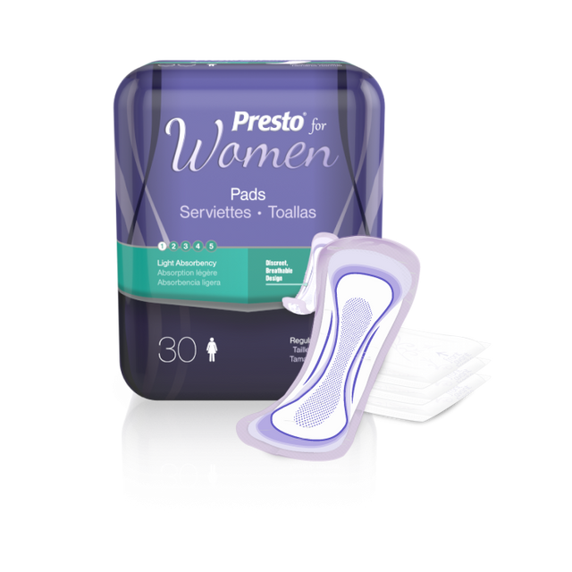 Image of Presto® Incontinence Pad, Light Absorbency, Regular, 8.5" Long