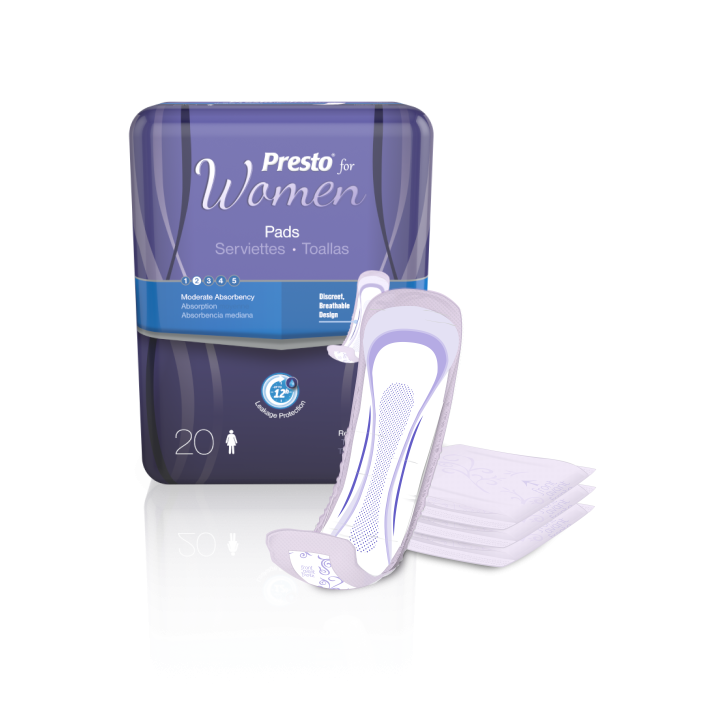 Image of Presto® Incontinence Pads for Women Moderate Absorbency