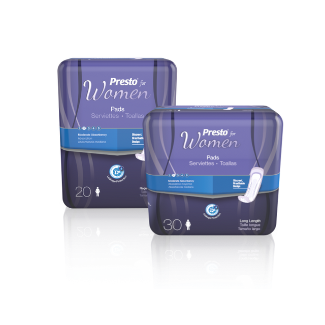 Image of Presto® Incontinence Pads for Women Moderate Absorbency