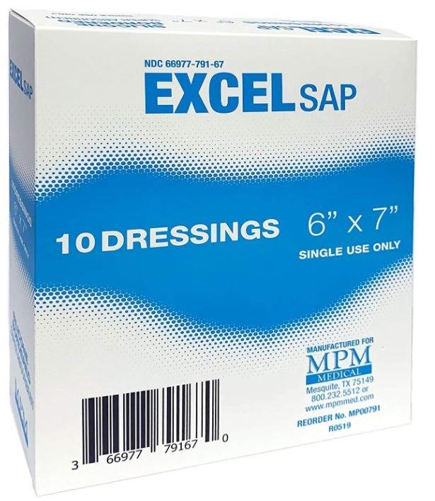 Image of Excel SAP Super Absorbent Dressing with Silicone Border, 6" x 7"