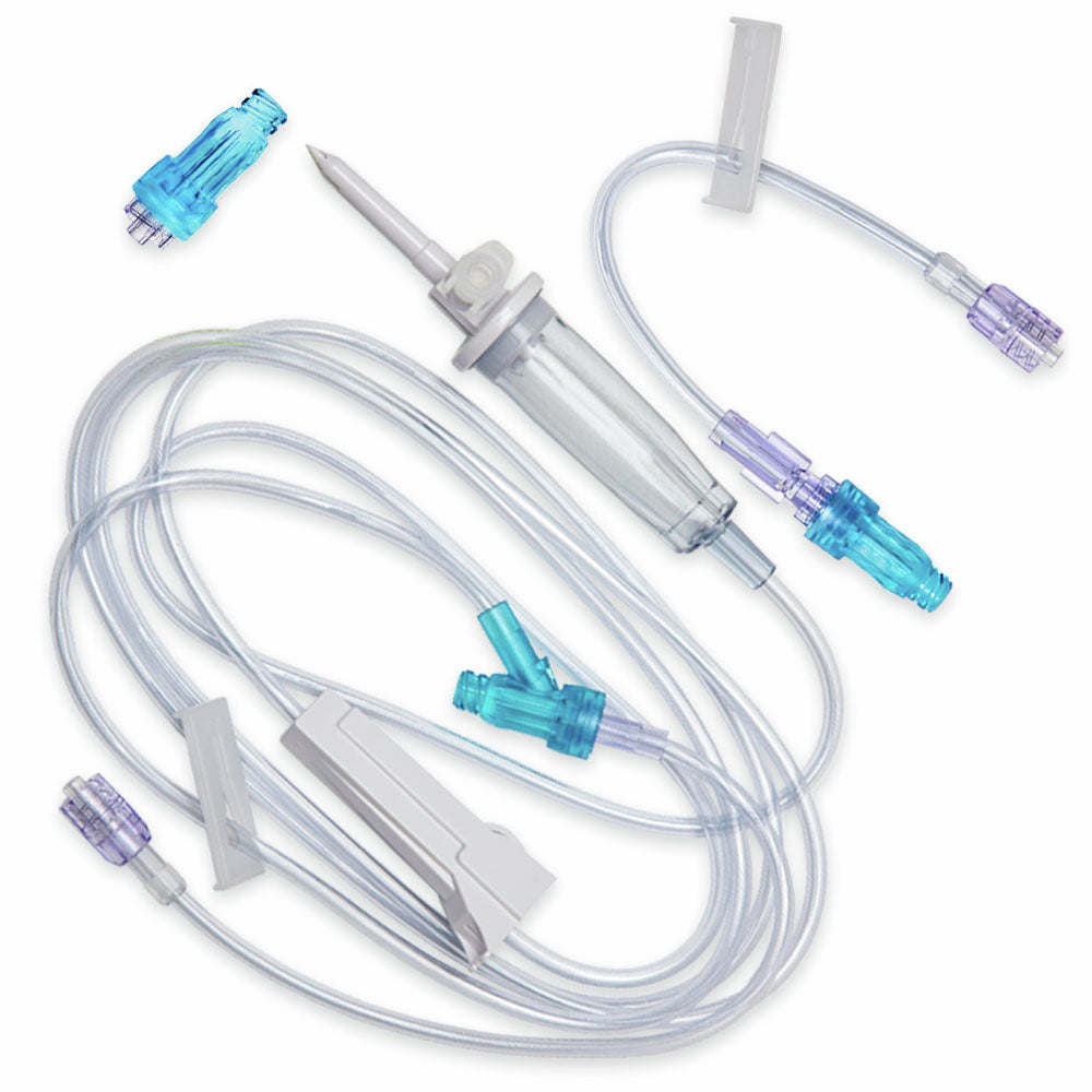 Image of Safeday IV Administration Set 84" Tubing 2 Ports, 15 drops/mL Drip Rate