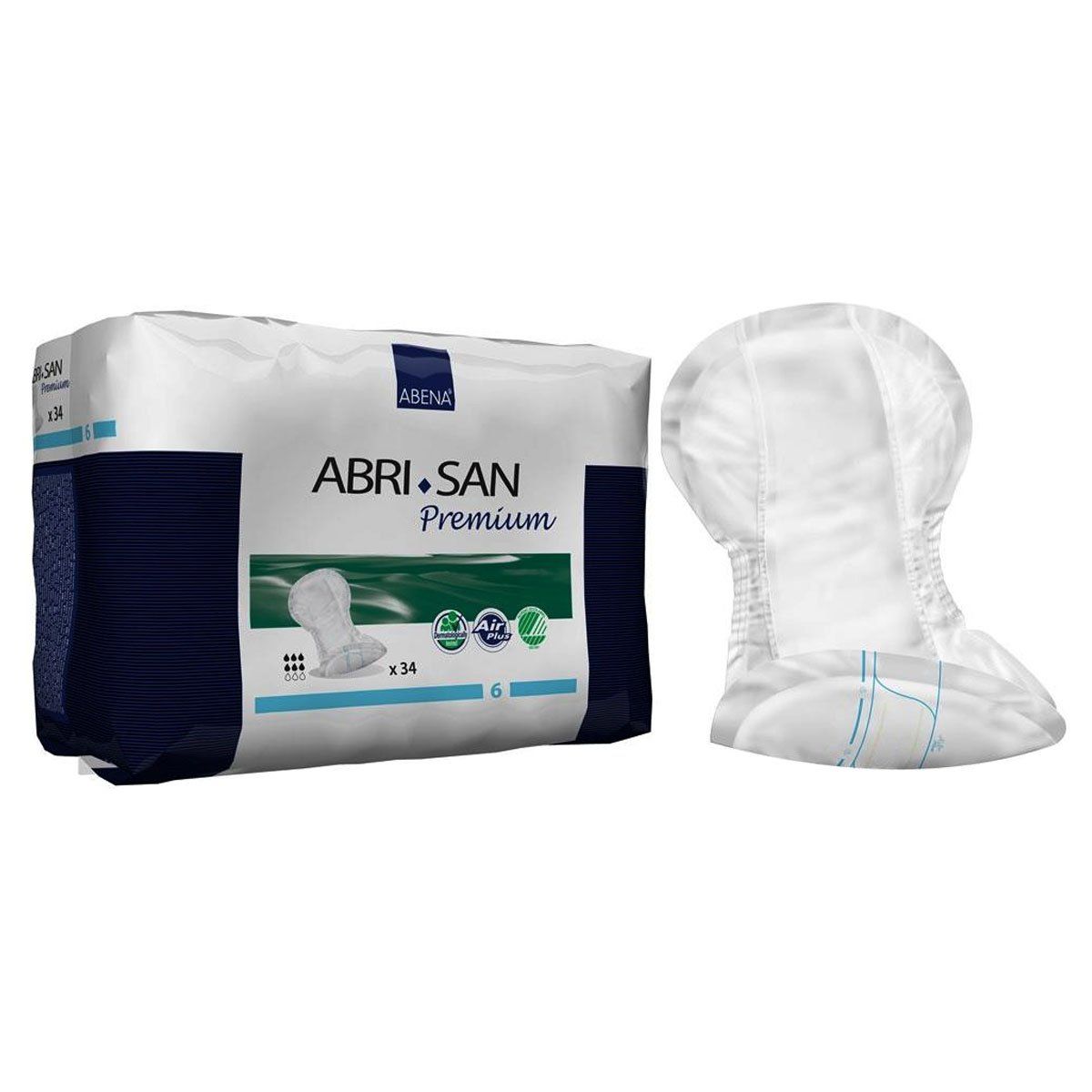 Image of Abena Abri-San™ Incontinence Pad, Level 6, Premium Shaped, Unisex, 1600mL Absorbency, 30cm x 63cm