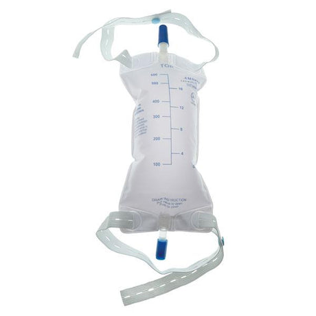 Image of Anti-Reflux Leg Bag with Push-Pull Valve and Straps, Medium 600 mL