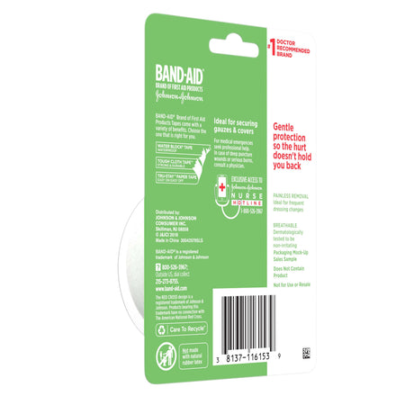 Image of Band-Aid® First Aid Hurt-Free® Paper Tape, 1" x 10yd