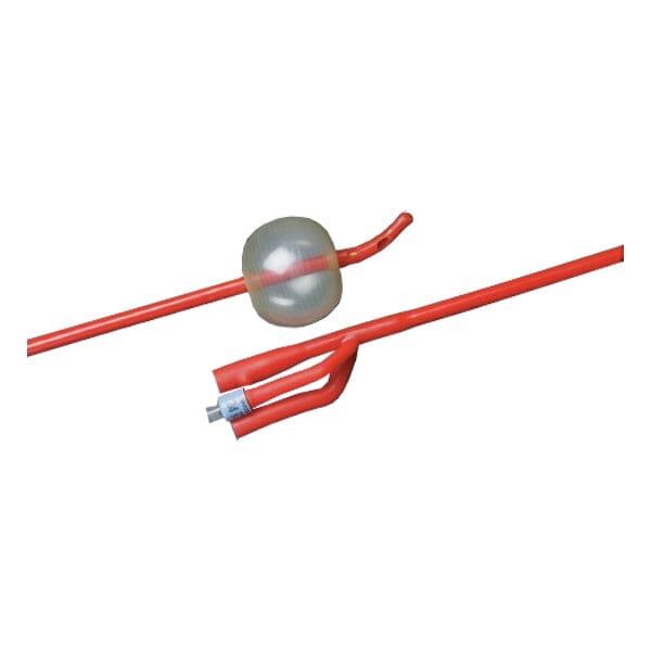 Image of Bard Lubricath® Foley Urinary Catheter, Three-Way, Red Latex, 22Fr OD, 30cc Balloon