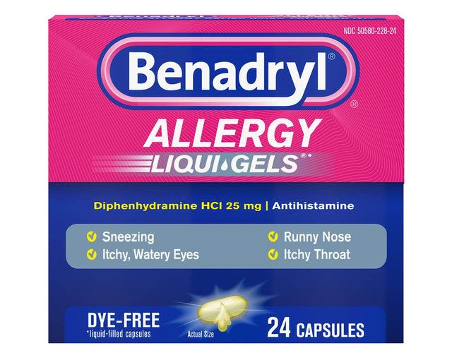 Image of Benadryl® Allergy LIQUI-GELS® Antihistamine Drug, Dye-Free (24 Count)