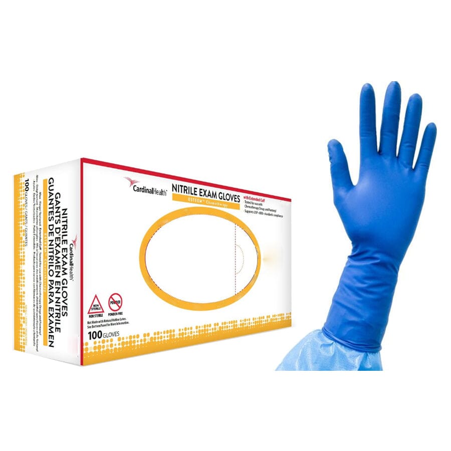 Image of Cardinal Health™ Esteem® Nitrile Chemotherapy Glove, Powder-Free, 7.1mil Thick, Large, Dark Blue