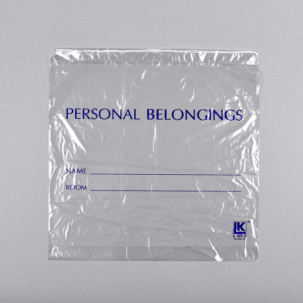 Image of Clear Personal Belongings Bag with Drawstring Closure