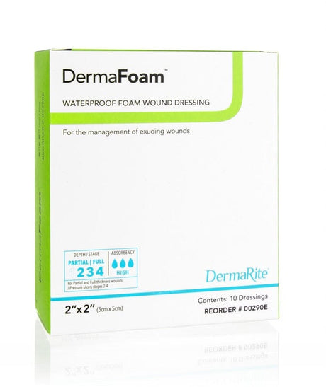 Image of DermaFoam Waterproof Foam Wound Dressing without Border, 2" x 2"