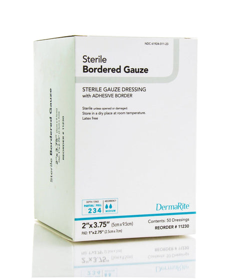 Image of DermaRite® Sterile Adhesive Bordered Gauze